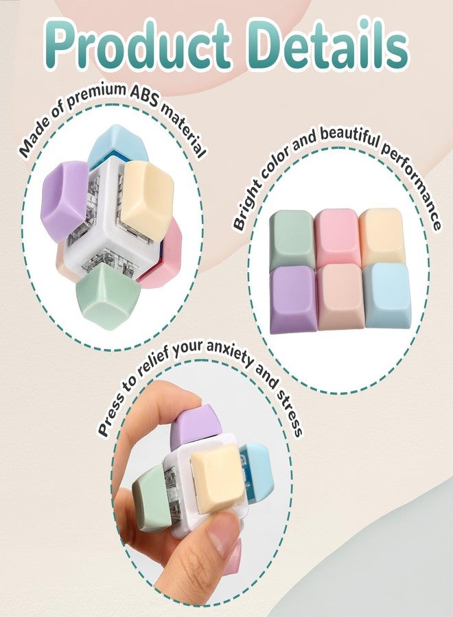 DEARIDAP 2 Pcs Cube Keyboard Fidget Toy, Keyboard Keychain Decompression Toys, Push Bubble Button Sensory Gifts for Stress and Anxiety Relieve (Macaron Colors) - Image 5